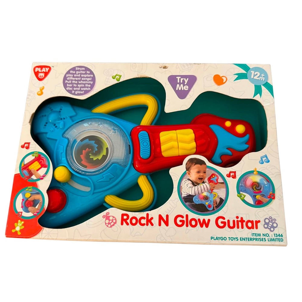 Playgo Rock N Glow Guitar Toddler Musical Light Up Toy 1346 Blue Red Yellow 12m+